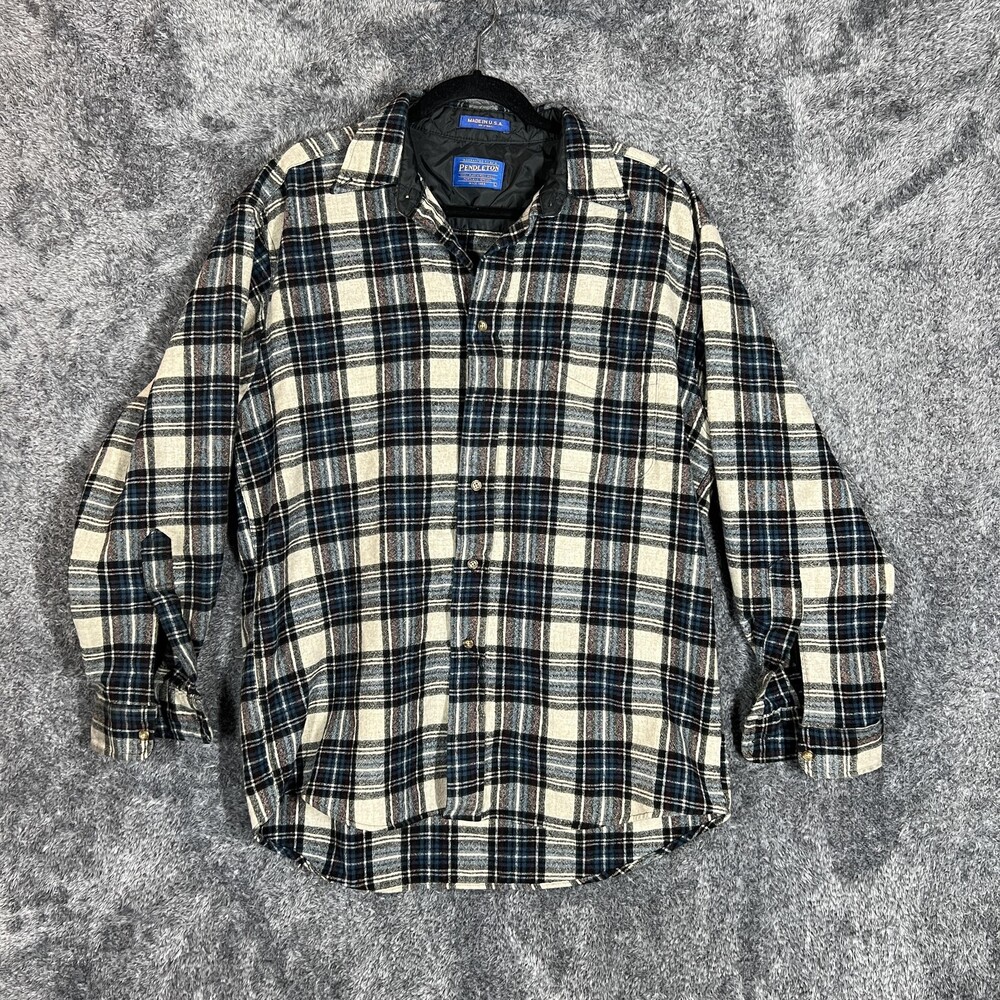 Pendleton Shirt Mens Large Plaid Wool Flannel Lined Button Up USA Casual